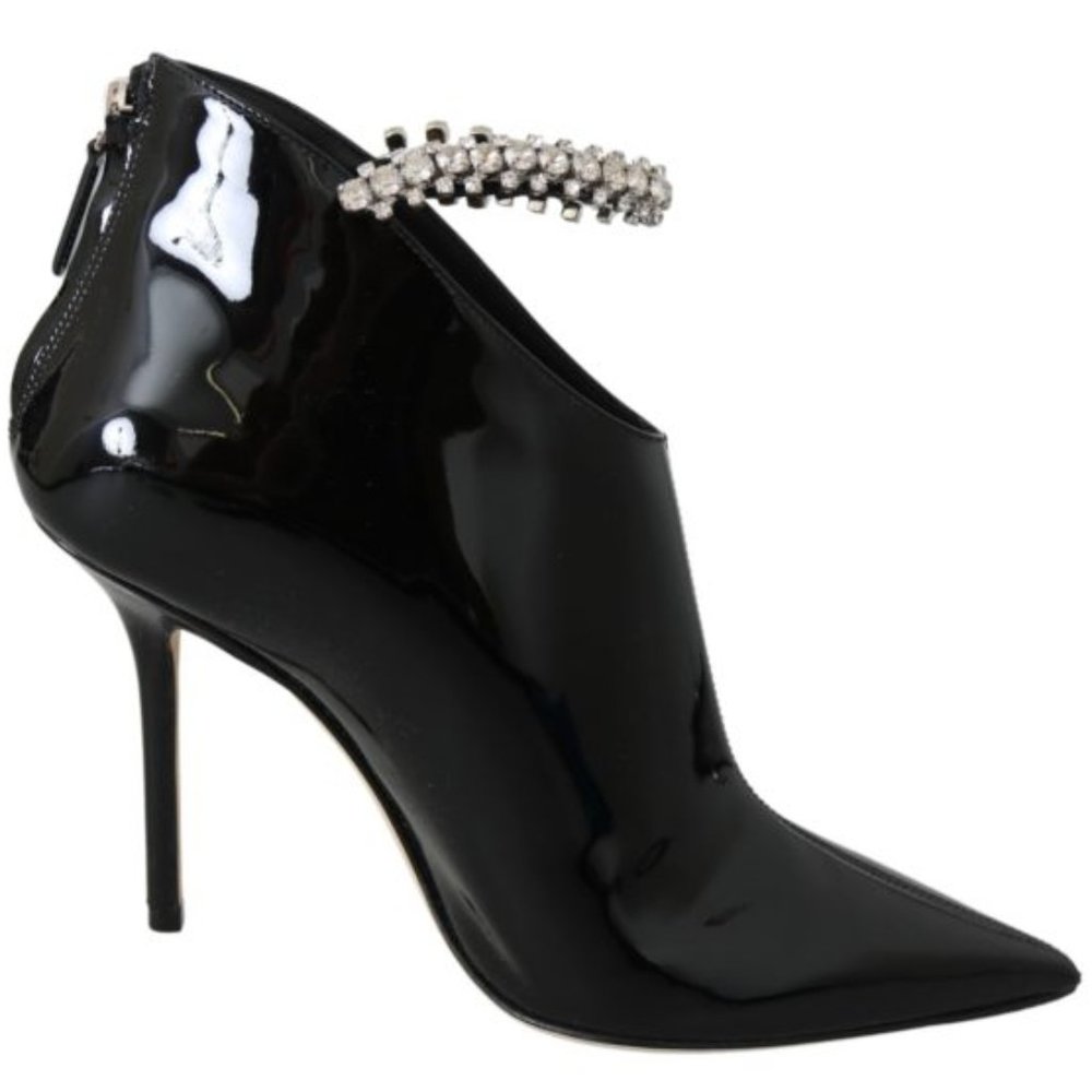 JIMMY CHOO  Blaize 100 Pat Black Leather Boot Brand New